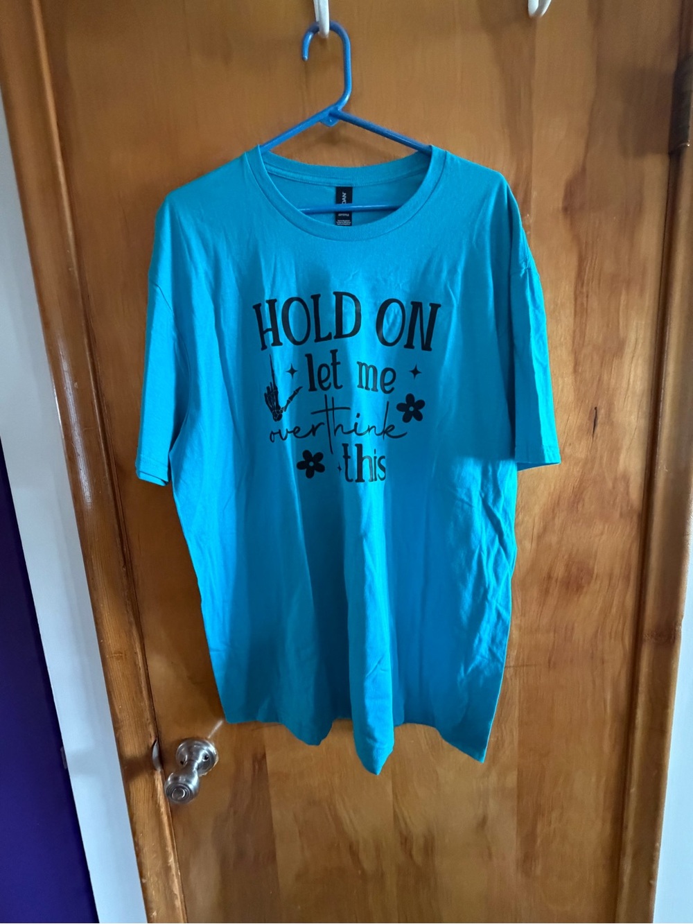 Gildan Turquoise Graphic Tee with Black Text